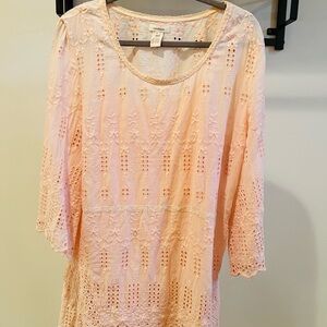 Sundance brand muted salmon tunic- 100% cotton with built in cami- XL